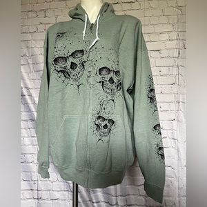 Project Social T Skull Zip-Up Hoodie Sweatshirt